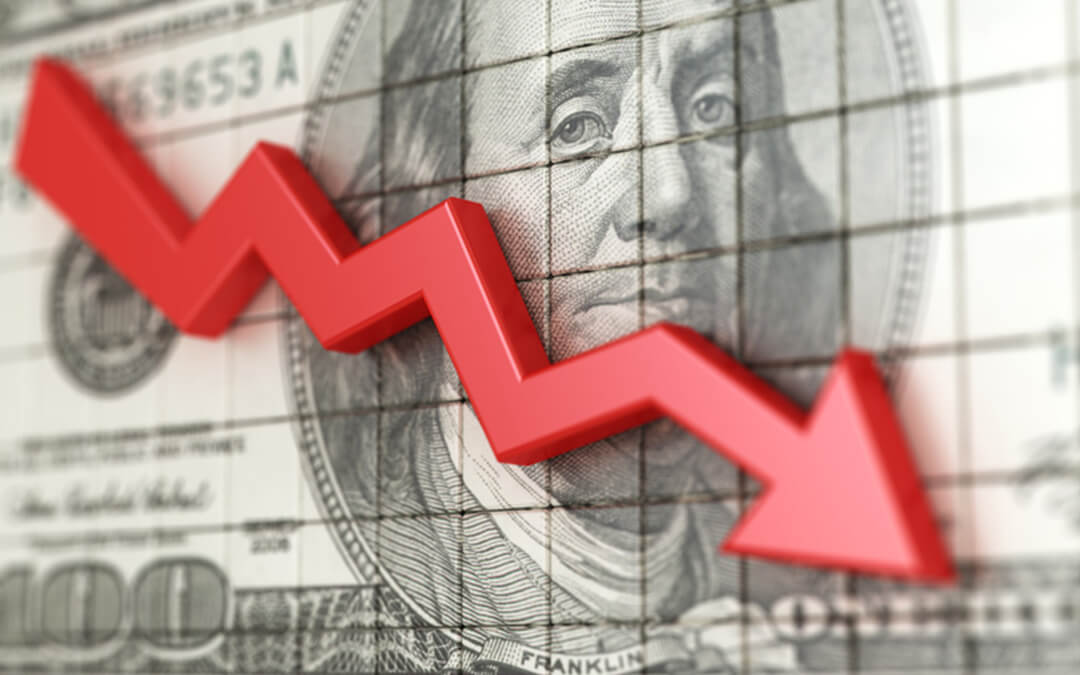 dollar sign stock market crash arrow - stock market and financial planning autism anxiety